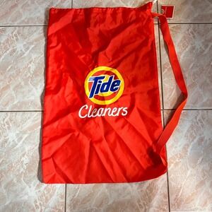 Tide Cleaners Laundry Bag deep orange  Nylon Drawstring Shoulder Strap 22x35